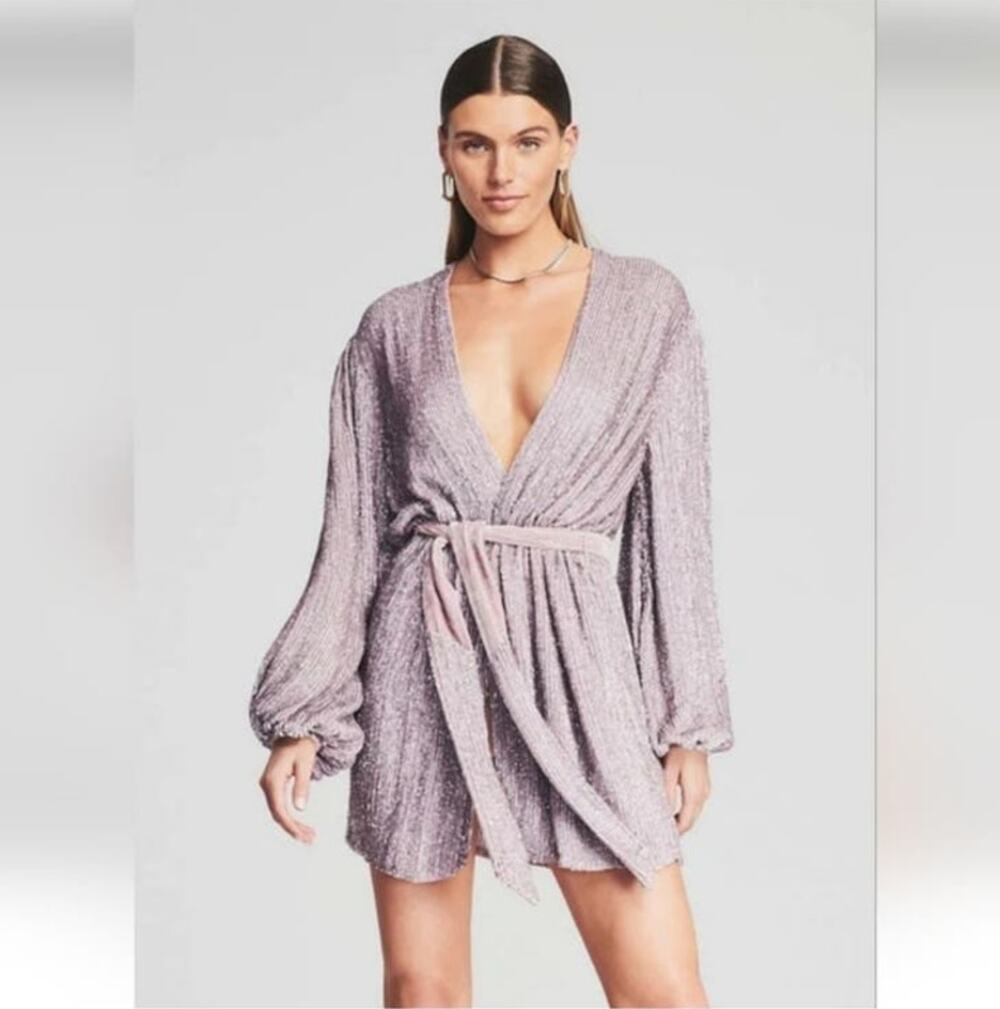 Retrofete Gabrielle Robe Dress in Dusty Lilac Size Small Sequins NWT